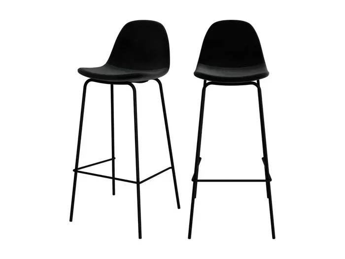Set di 2 sedie da bar in velluto nero 75 cm – Henrik