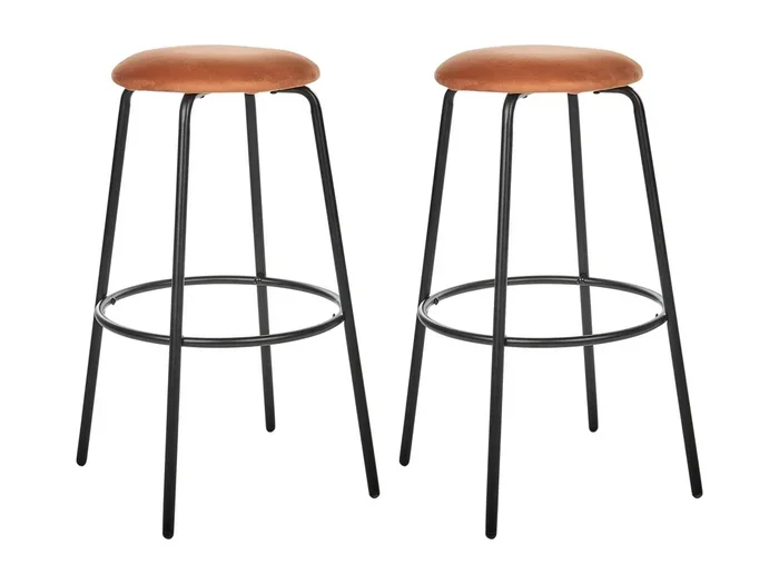 Set di 2 sgabelli da bar velluto arancione MORTON