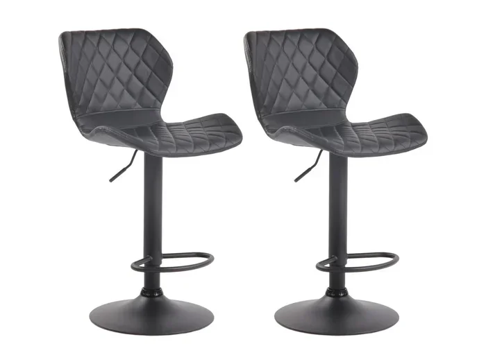 Set di 2 Sgabello da bar – Finta pelle & Metallo – nero – Cork