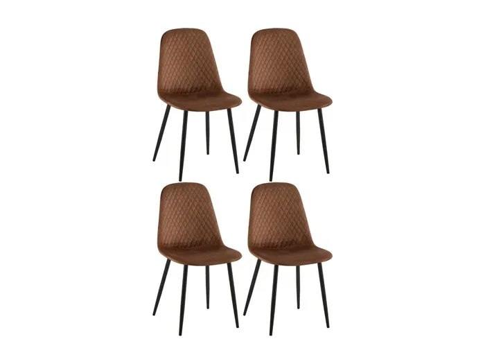 Set di 4 Sedia da pranzo – Velluto & Metallo – marrone – Giverny