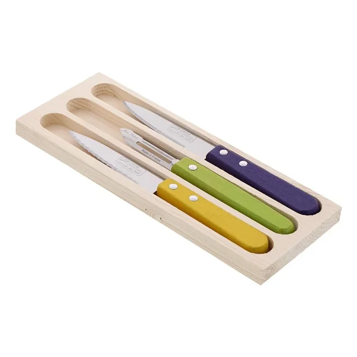 Set di coltelli 3 pz, con lama in acciaio inox, con impugnatura in plastica