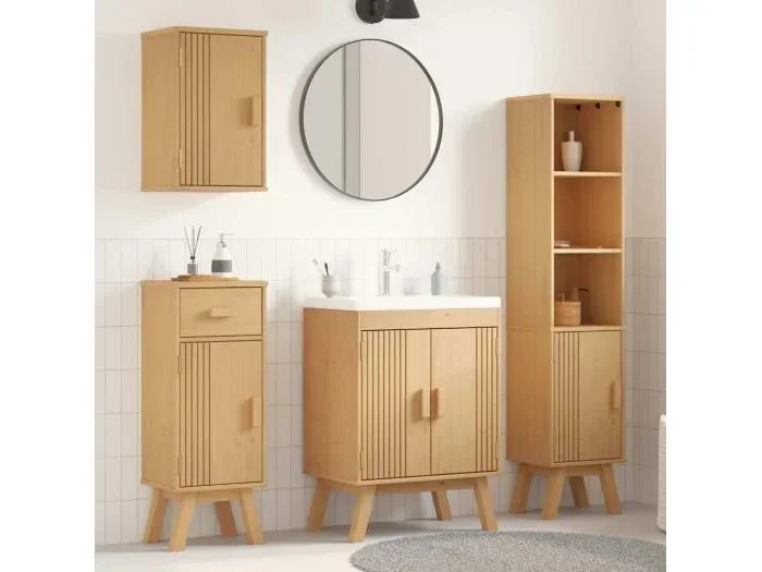 Set di mobili da bagno con cassetto 4 pezzi marrone