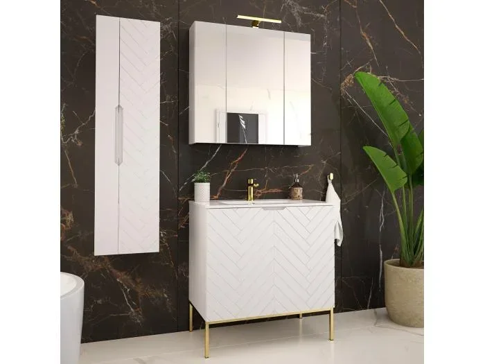 Set di mobili da bagno con lavabo Daria bianco 80cm
