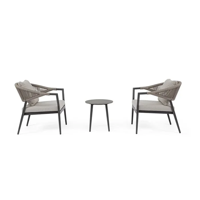 Set di mobili da giardino Millor Per 2 persone, in alluminio, color kaki/grigio tortora, 3 pz