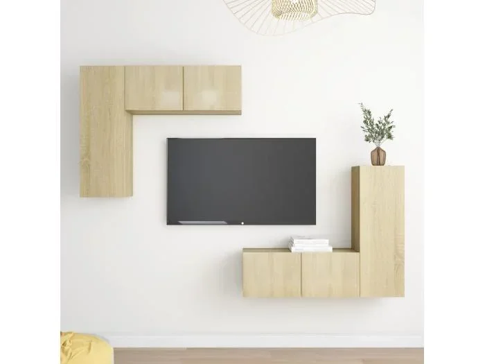 Set di mobili TV da 4 pezzi in legno ingegnerizzato Sonoma Oak