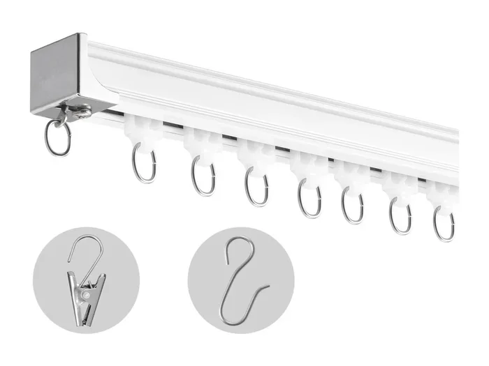 Set di Rotaie SucceBuy a Tendaggi a Soffitto di 540cm Divisore di Stanza con Ganci, Bianco