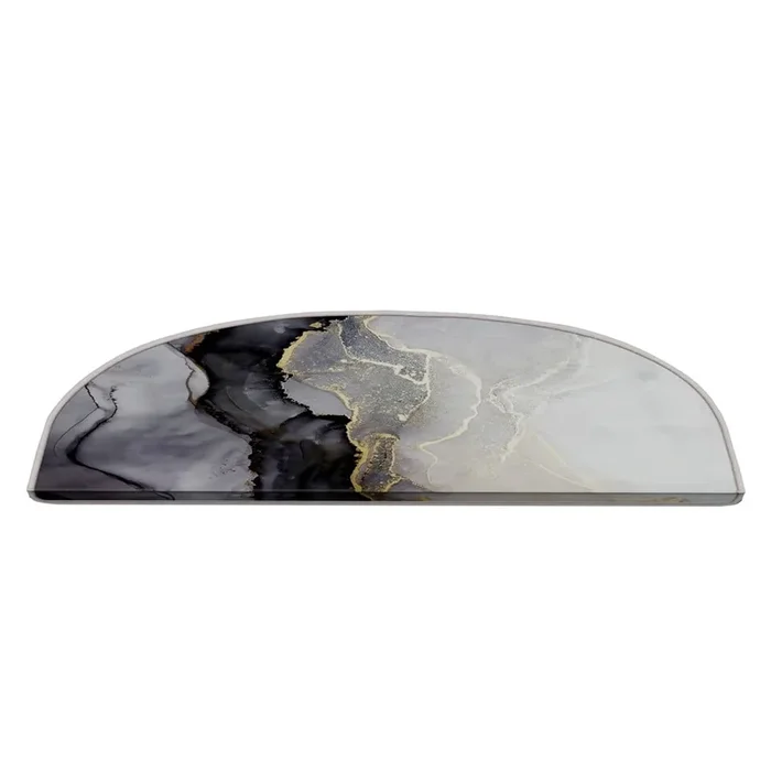 Set di tappeti per scale Golden Marble 16 pz, con strisce adesive, bianchi e neri, 20×65 cm