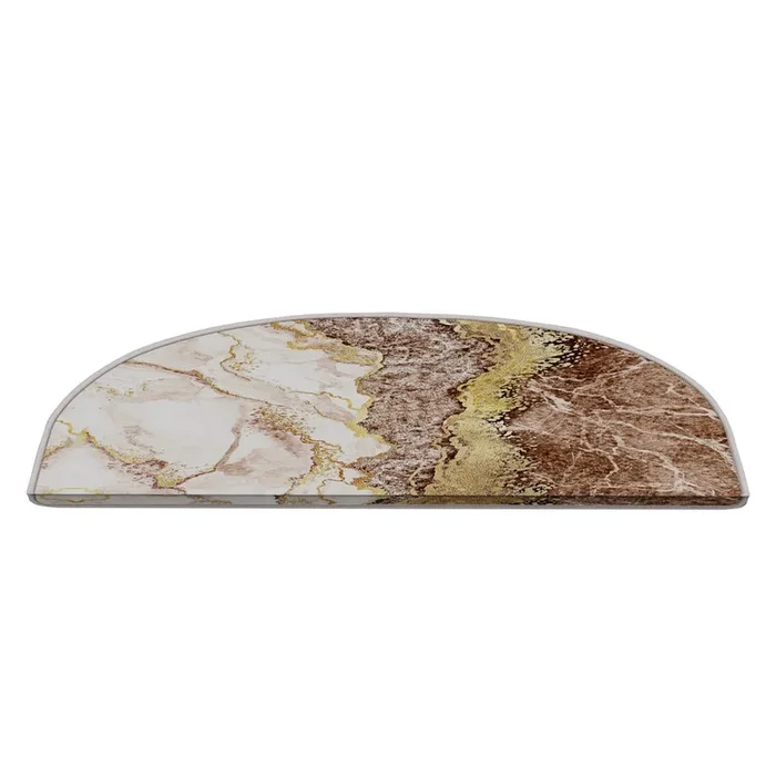 Set di tappeti per scale Golden Marble 16 pz, con strisce adesive, color crema/marrone chiaro, 20×65 cm