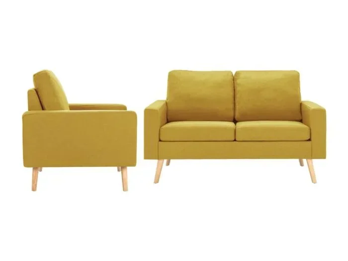 Set Divani 2 pz in Tessuto Giallo