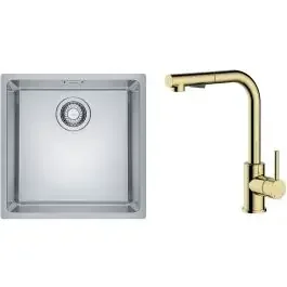 Set lavello in acciaio Franke Maris 122.0525.224, rubinetto da cucina Oltens Myvat 35205800