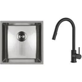 Set lavello in acciaio Oltens Stalvask 71100100, rubinetto da cucina Oltens Litla 35204300