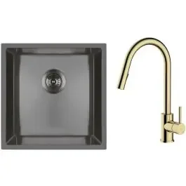 Set lavello in acciaio Oltens Stalvask 71100300, rubinetto da cucina Oltens Litla 35204800