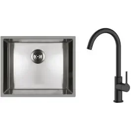 Set lavello in acciaio Oltens Stalvask 71101100, rubinetto da cucina Oltens Skafta 35206300