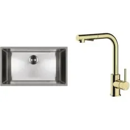 Set lavello in acciaio Oltens Stalvask 71102100, rubinetto da cucina Oltens Myvat 35205800