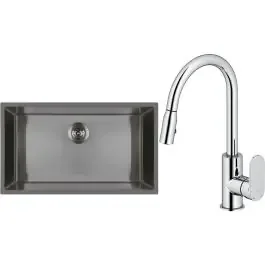 Set lavello in acciaio Oltens Stalvask 71102300, rubinetto da cucina Oltens Lista 35202100