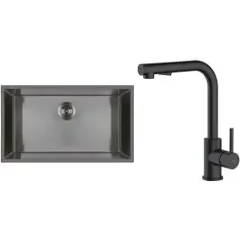 Set lavello in acciaio Oltens Stalvask 71102300, rubinetto da cucina Oltens Myvat 35205300