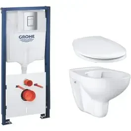 Set modulo di installazione con placca di comando e guarnizione Grohe Solido 39930000, vaso WC Grohe Bau Ceramic 39427000, 39493000