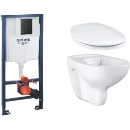 Set modulo di installazione con placca di comando Grohe Solido 38811KF0, vaso WC Grohe Bau Ceramic 39427000, 39492000