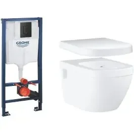Set modulo di installazione con placca di comando Grohe Solido 38811KF0, vaso WC Grohe Euro Ceramic 39538000, 39331001
