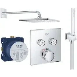 Set rubinetto per vasca e doccia Grohe Grohtherm SmartControl 29124000, soffione doccia con braccio Grohe Rainshower 26564000, 26405000, 35600000
