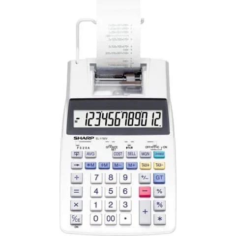 SHARP – Calcolatrice scrivente a doppia alimentazione el-1750v con display lcd a 12 cifre grigio – SH-EL1750V