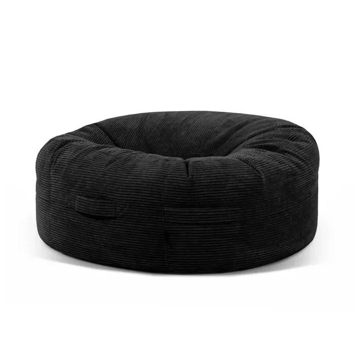 SLOWDOWNPuof a sacco Roll 135Nero, peso 12 kg, con rivestimento in velluto a coste