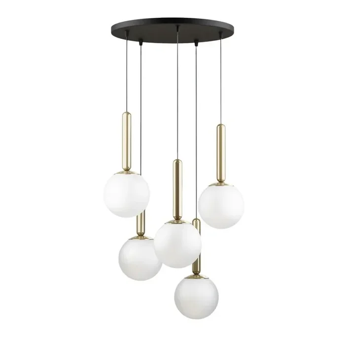 Squid LightingLampadario OneCon paralume in vetro, in metallo, dorato, ø 34 cm, altezza totale 75 cm