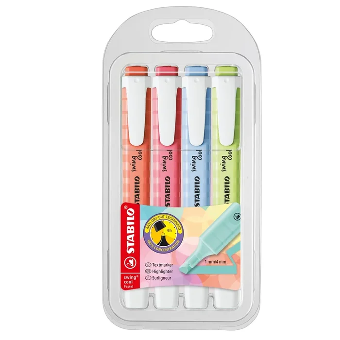 STABILO – Astuccio 4 colori evidenziatore swing cool pastel – 275/4-08-1