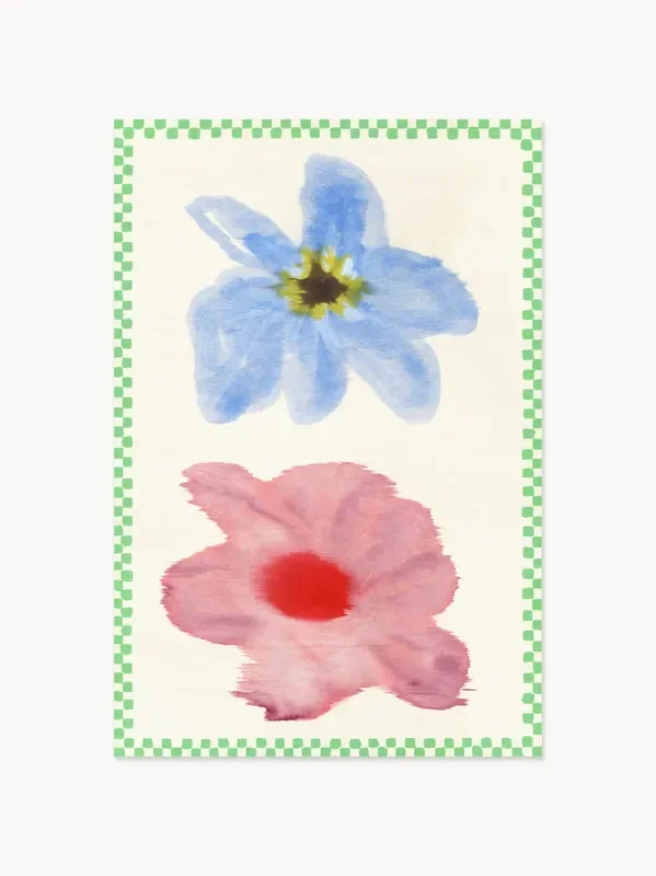 Stampa digitale Flower With Checks 01