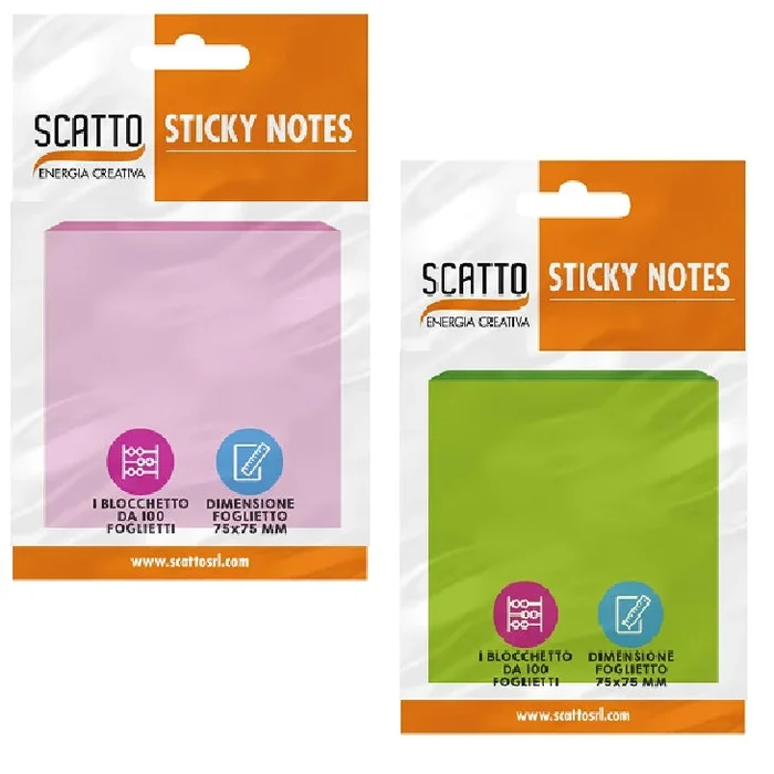 Sticky Notes 75×75 100fg Colori Assortiti Scatto