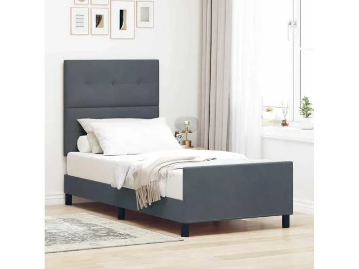 Struttura del letto Grigio scuro 100 x 200 cm Velluto
