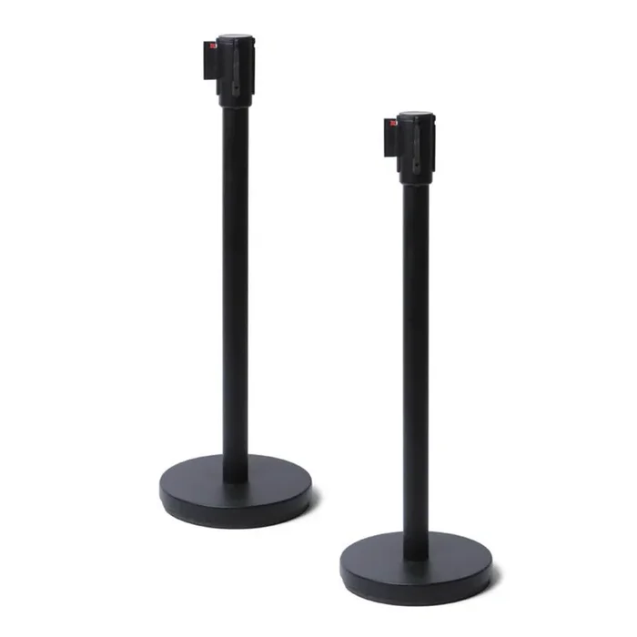 STUDIO-T – 1 colonnina segnapercorso nera con nastro 250cm nero bb economy – BBEBLACK – Confezione da 2 PZ