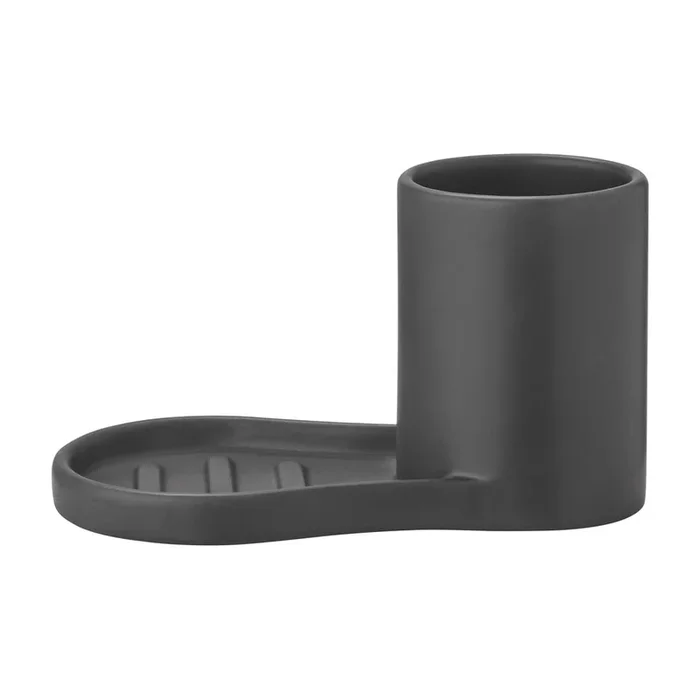 Supporto per detersivo Piro In gres, nero, 9×17 cm, altezza totale 10 cm