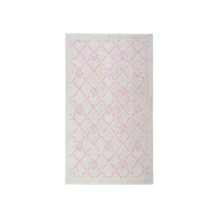 Tappeto A pelo piatto, bianco/rosa, 100×200 cm