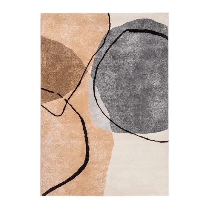 Tappeto Abstracta Sintetico, a pelo basso, beige, 80×150 cm