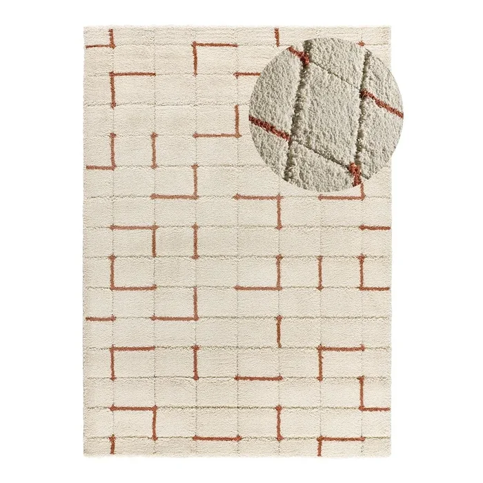 Tappeto Brenda Sintetico, a pelo medio, color mattone/color crema, 160×230 cm