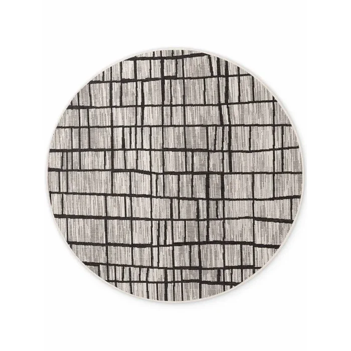 Tappeto da interno/esterno Haringey Crouch Reversibile, sintetico, bouclé, a pelo piatto, rotondo, nero/color crema, ø 160 cm