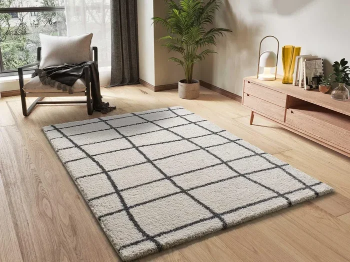 Tappeto interno – shaggy scandinavo – bianco – 133 x 190 cm – ATLAS
