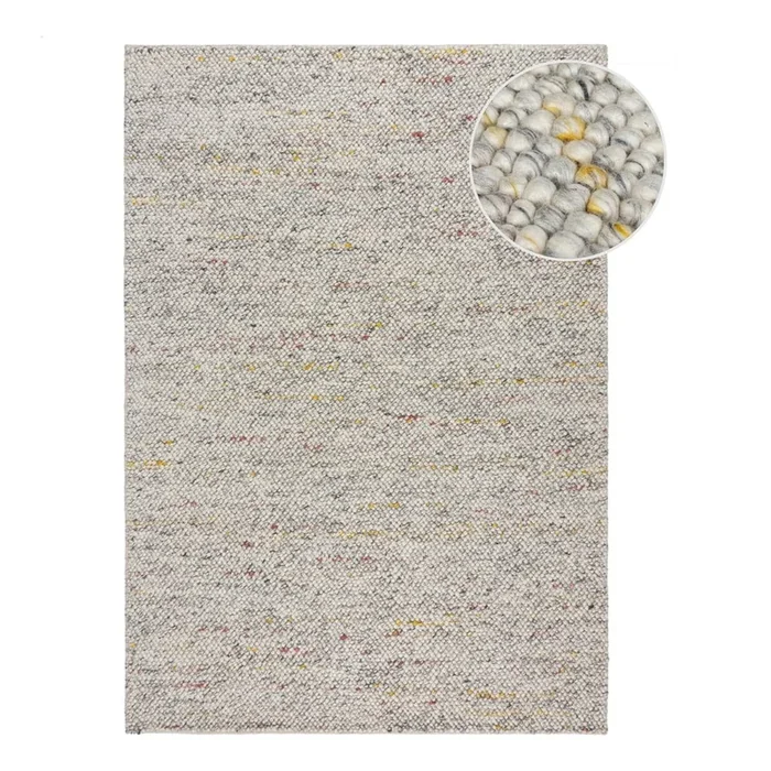 Tappeto Minerals Tessuto a mano, in misto lana, bouclé, a pelo piatto, color crema, 160×230 cm