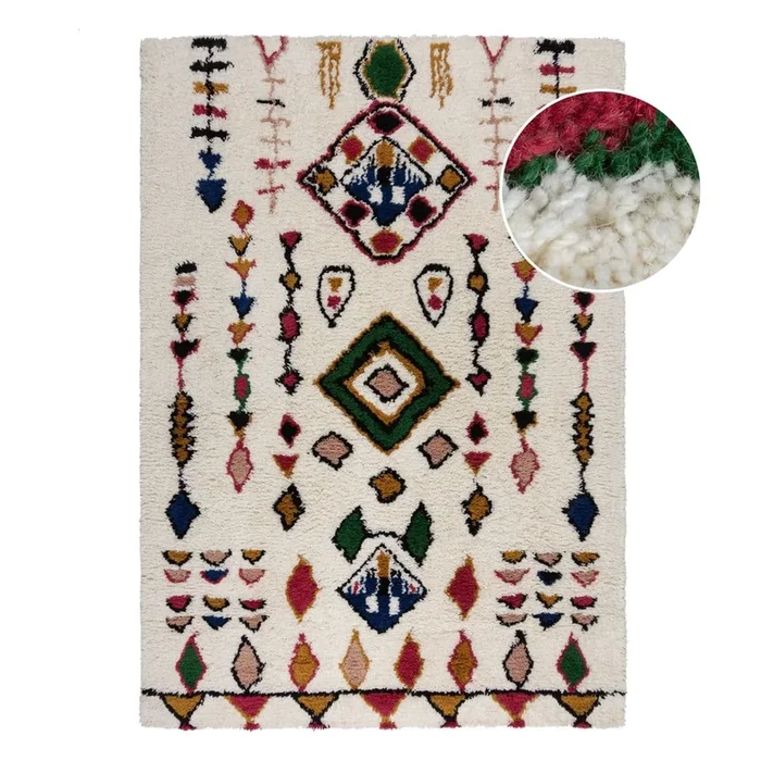 Tappeto Moroccan Fes Tessuto a mano, in lana, a pelo medio, color crema, 200×290 cm