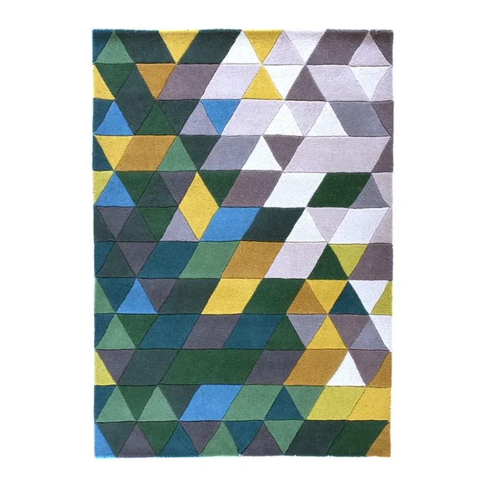 Tappeto Prism In lana, a pelo basso, giallo/verde, 80×150 cm