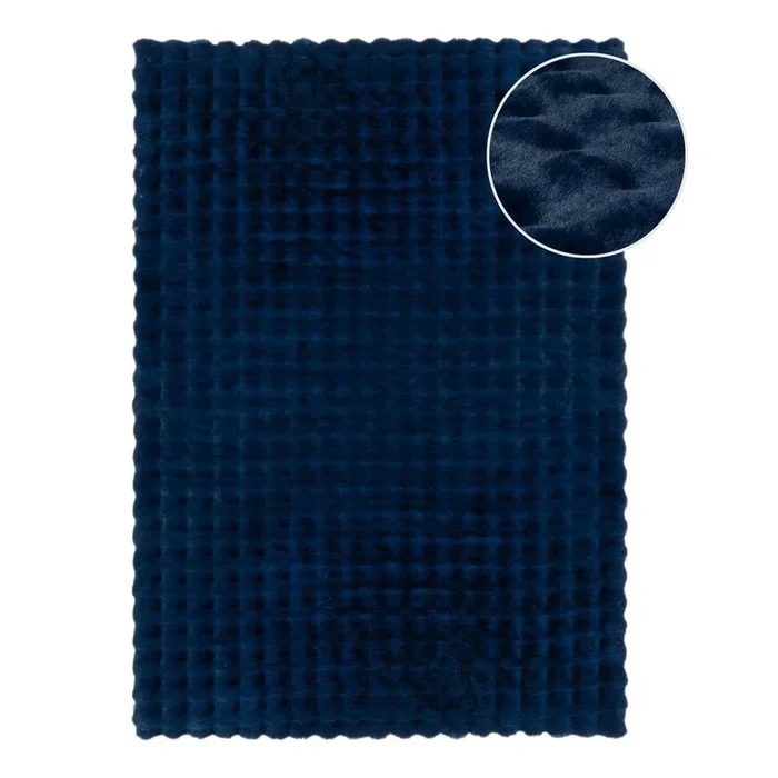 Tappeto Waffle Faux Fur Sintetico, shaggy, blu scuro, 160×230 cm