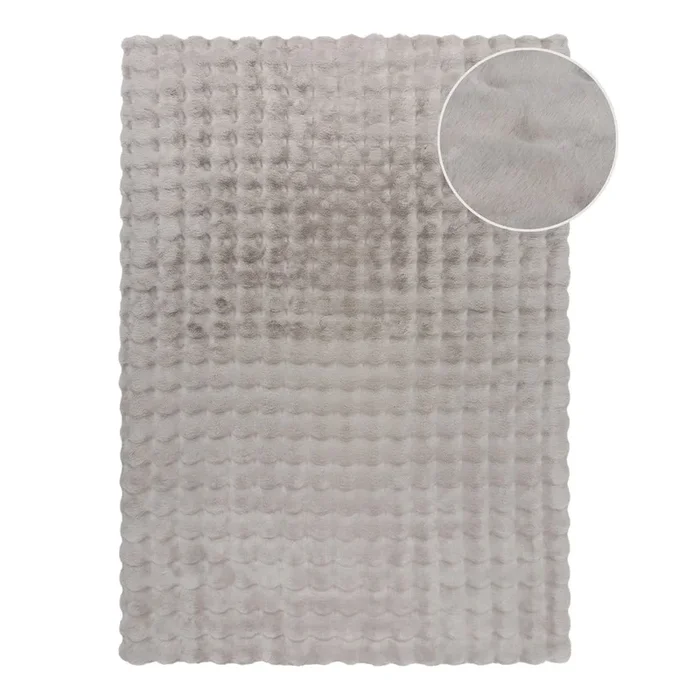 Tappeto Waffle Faux Fur Sintetico, shaggy, grigio chiaro, 160×230 cm