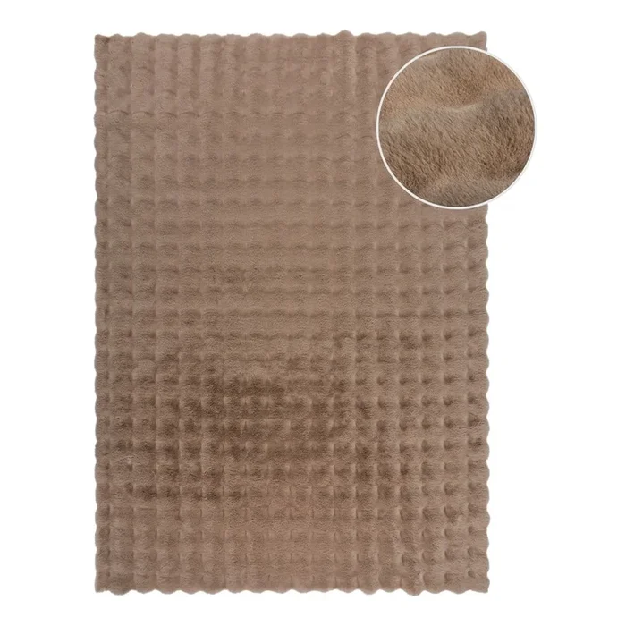 Tappeto Waffle Faux Fur Sintetico, shaggy, marrone, 180×290 cm