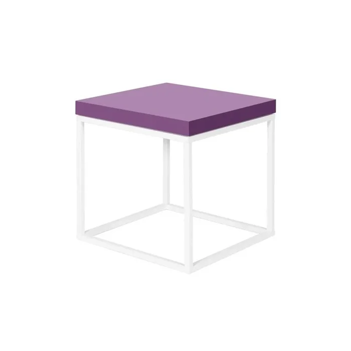 Tavolino Bianco/viola, 50×50 cm, altezza totale 50 cm
