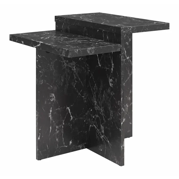 Tavolino da salotto Brielle Con effetto marmo, nero, 56×56 cm, altezza totale 61 cm