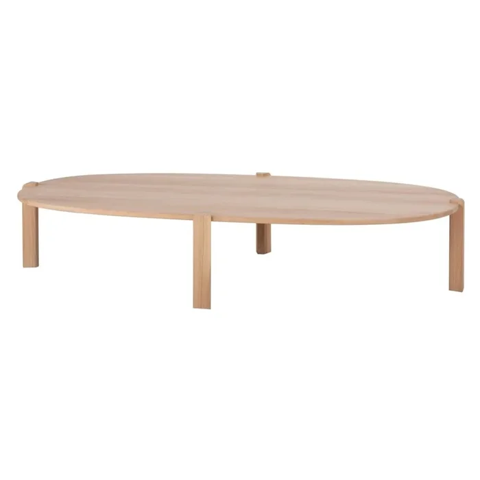 Tavolino da salotto Kulin In rovere massiccio, di colore naturale, 100×180 cm, altezza totale 35 cm