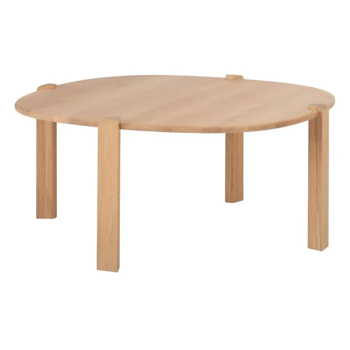 Tavolino da salotto Kulin In rovere massiccio, di colore naturale, ø 100 cm, altezza totale 45 cm