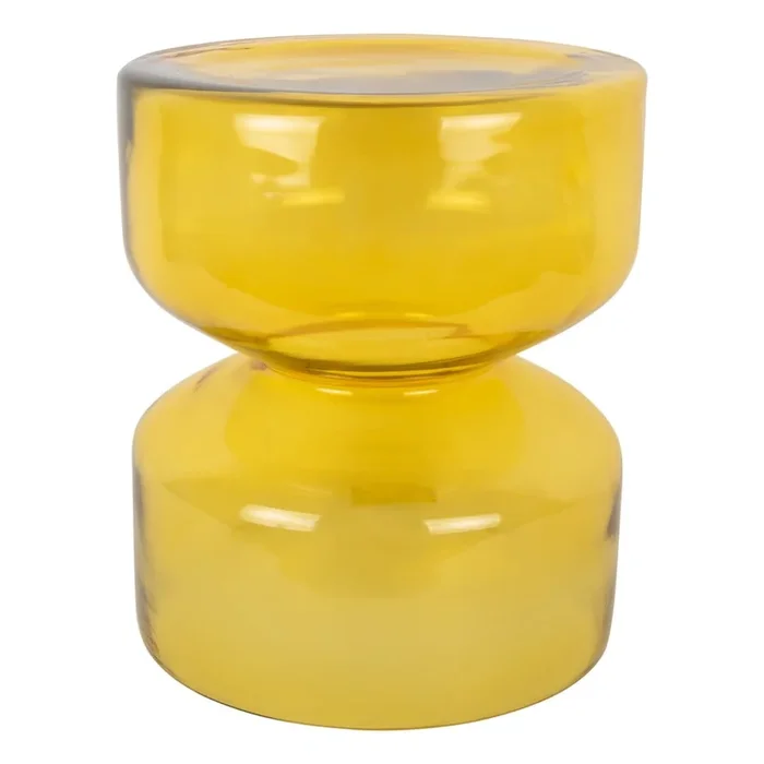 Tavolino Doble In vetro, giallo, ø 35 cm, altezza totale 41 cm