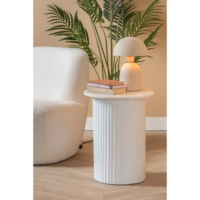 Tavolino Luscious In marmo, bianco, ø 50 cm, altezza totale 49 cm